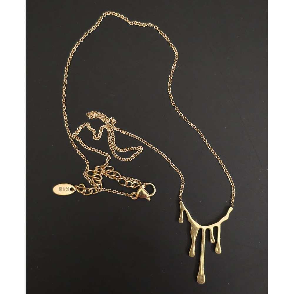 Drip Gold Plated Necklace Stainless Steel Size 18" & 2" Extender